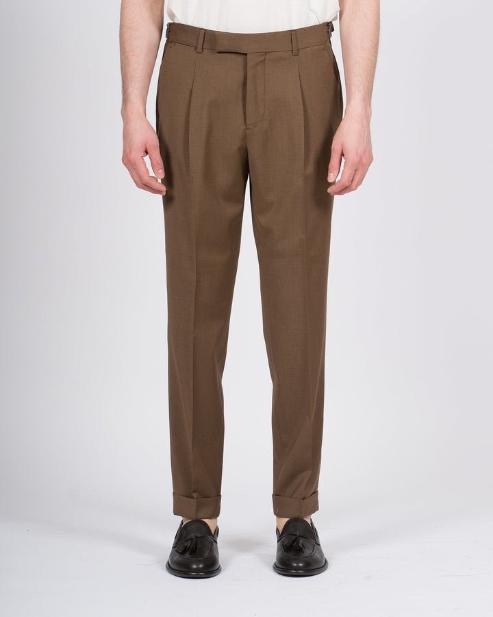 Pantalone Uomo Paoloni in Lana Vergine Marrone 