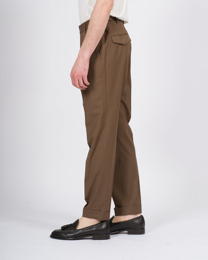 Pantalone Uomo Paoloni in Lana Vergine Marrone 
