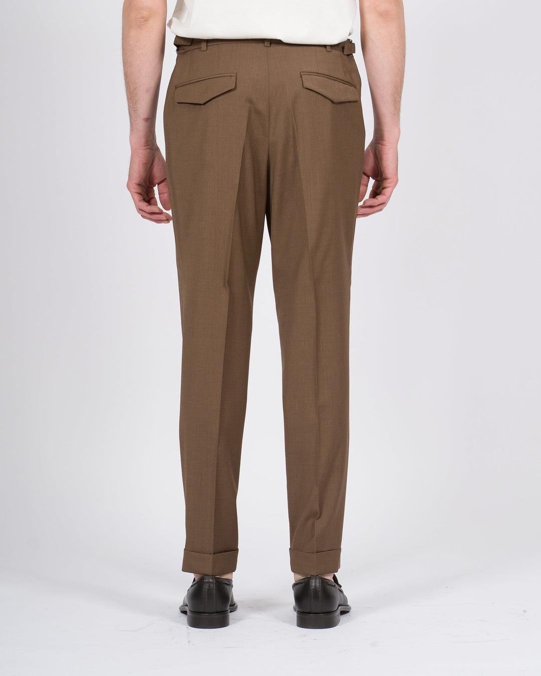 Pantalone Uomo Paoloni in Lana Vergine Marrone 