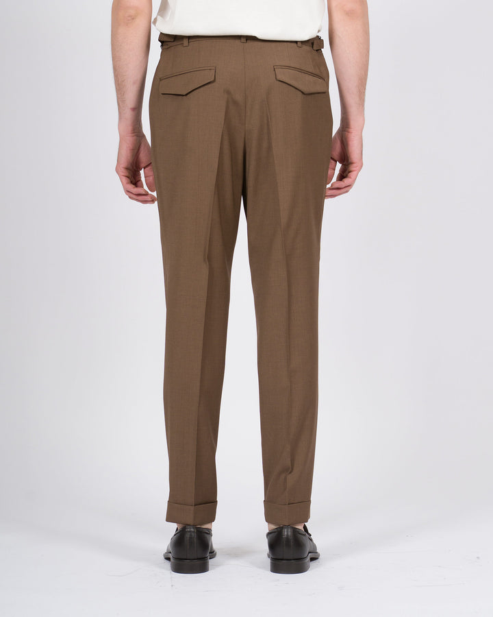 Pantalone Uomo Paoloni in Lana Vergine Marrone 