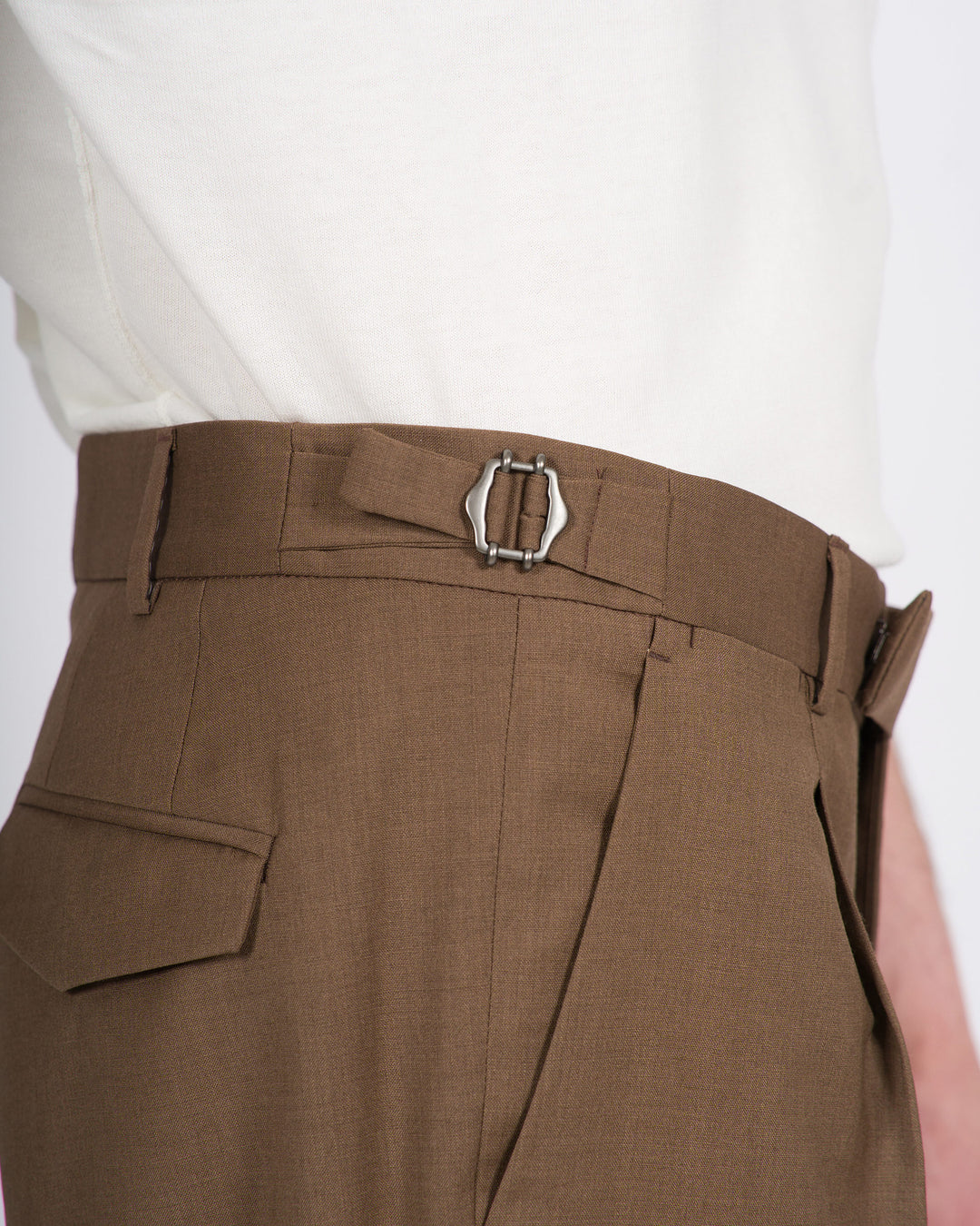 Pantalone Uomo Paoloni in Lana Vergine Marrone 
