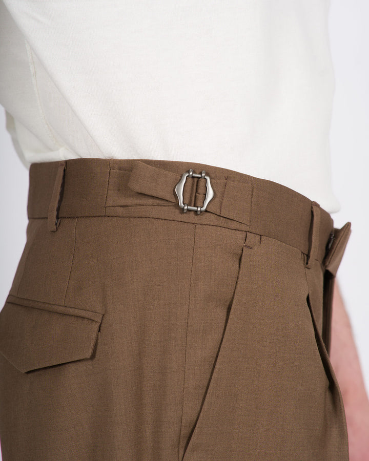 Pantalone Uomo Paoloni in Lana Vergine Marrone 