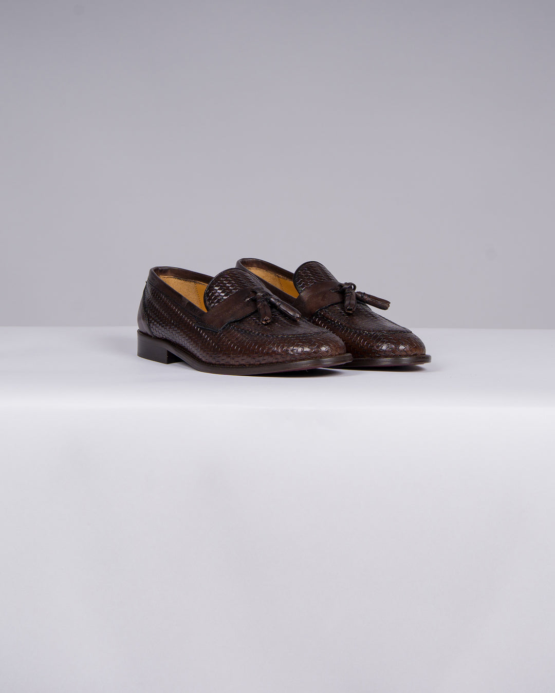 Mocassino Marrone in Pelle Canestrata con Nappine 