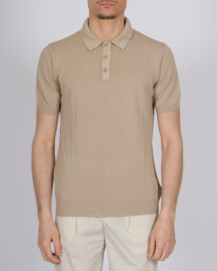 Polo tre bottoni crepe dio cotone beige 