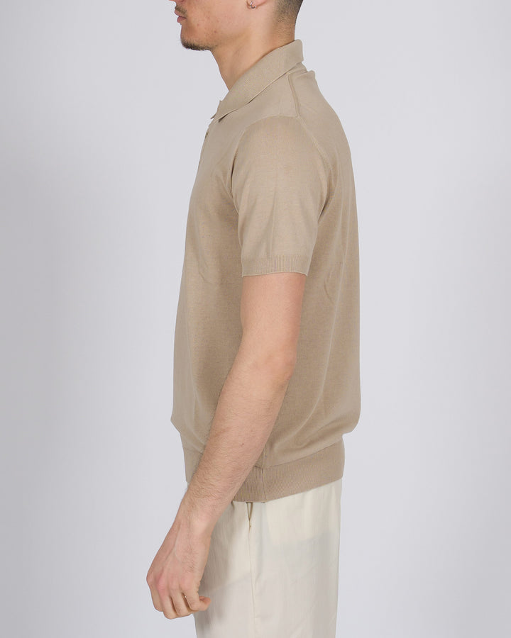 Polo tre bottoni crepe dio cotone beige 