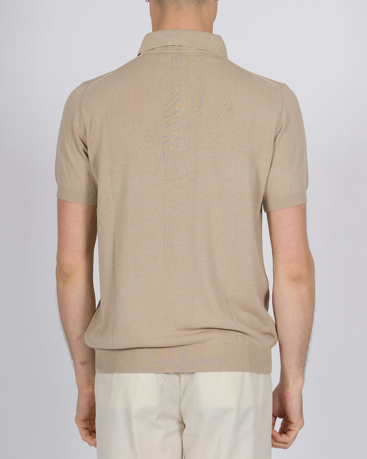Polo tre bottoni crepe dio cotone beige 