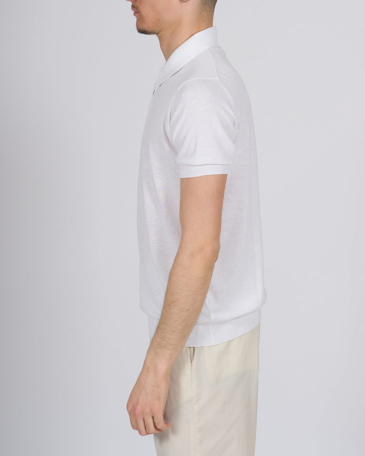 Polo tre bottoni crepe dio cotone bianco 