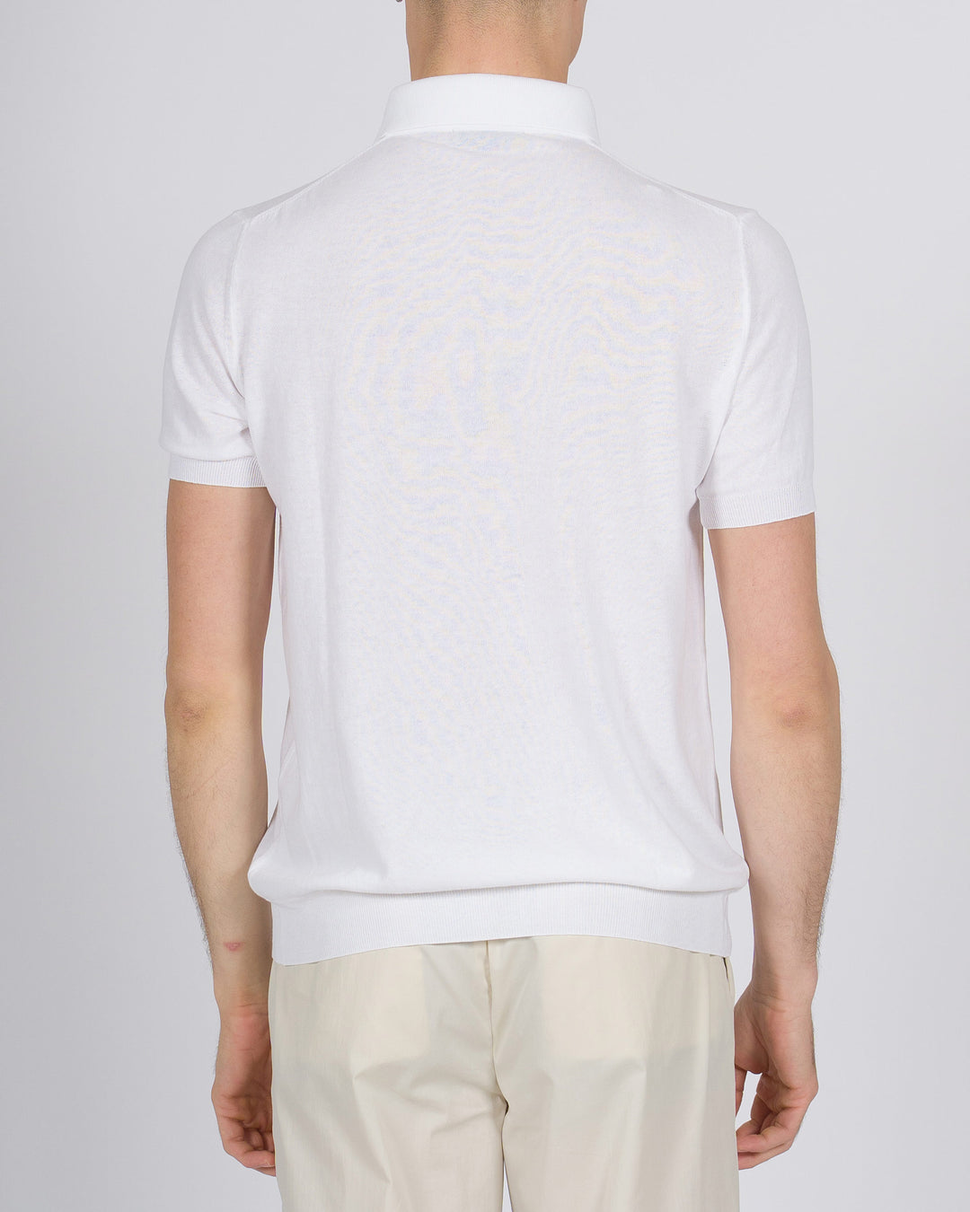 Polo tre bottoni crepe dio cotone bianco 