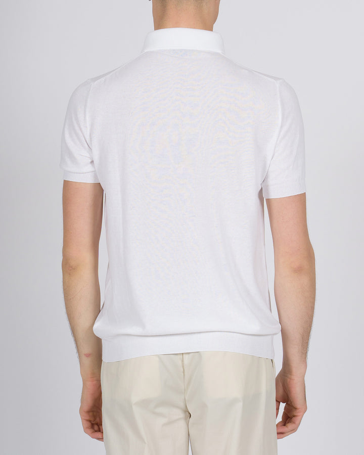 Polo tre bottoni crepe dio cotone bianco 