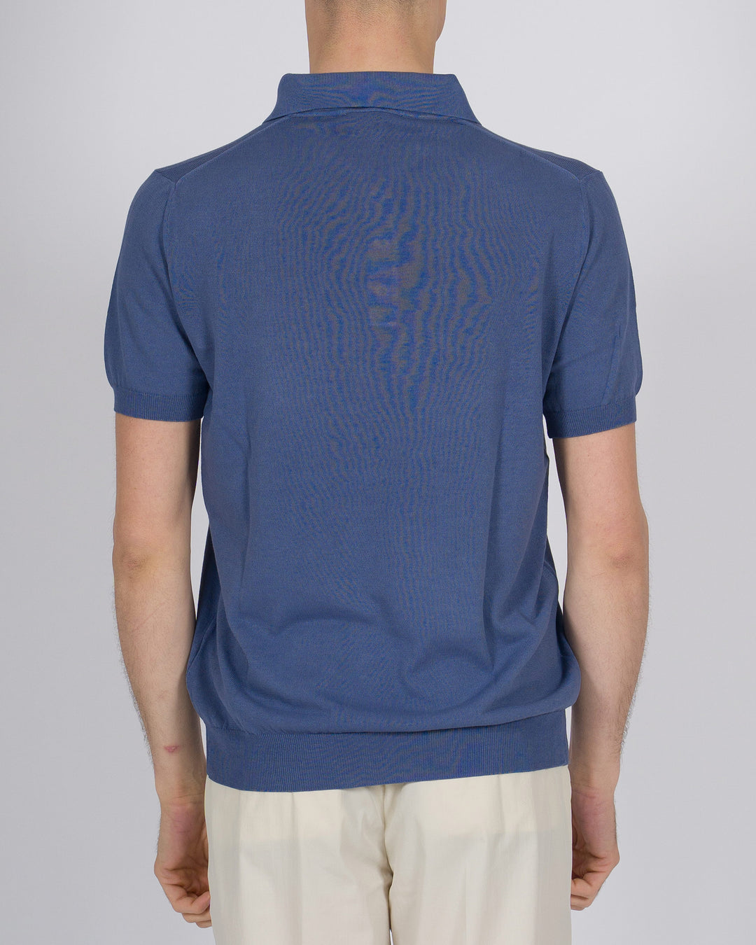 Polo tre bottoni crepe dio cotone indaco 