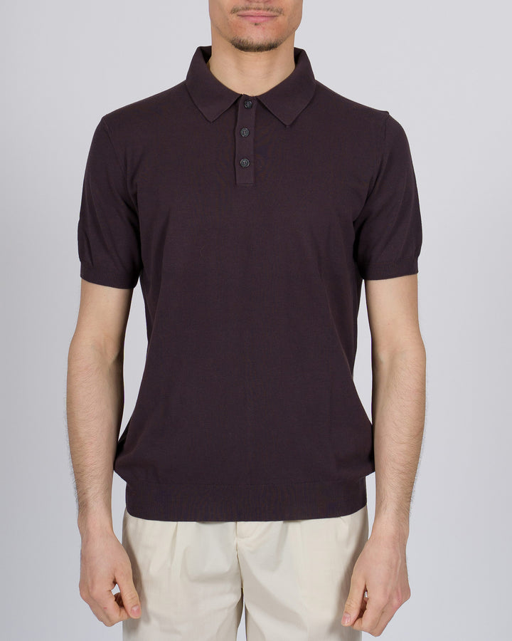 Polo tre bottoni crepe dio cotone moro 