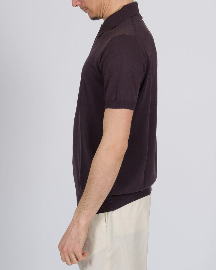 Polo tre bottoni crepe dio cotone moro 