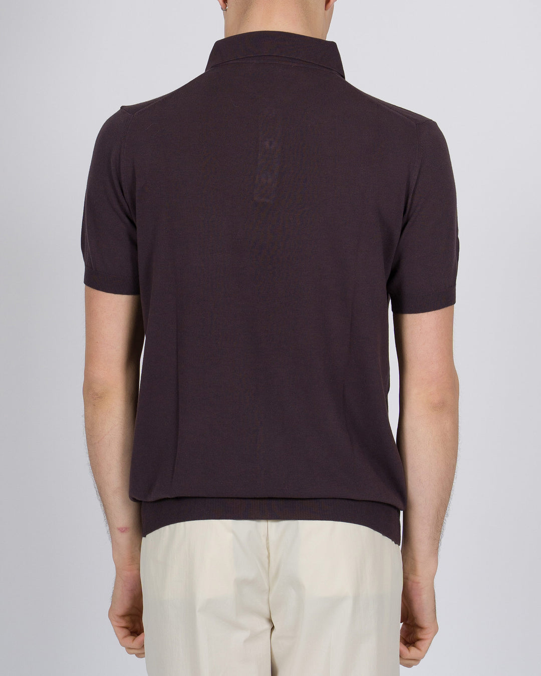 Polo tre bottoni crepe dio cotone moro 