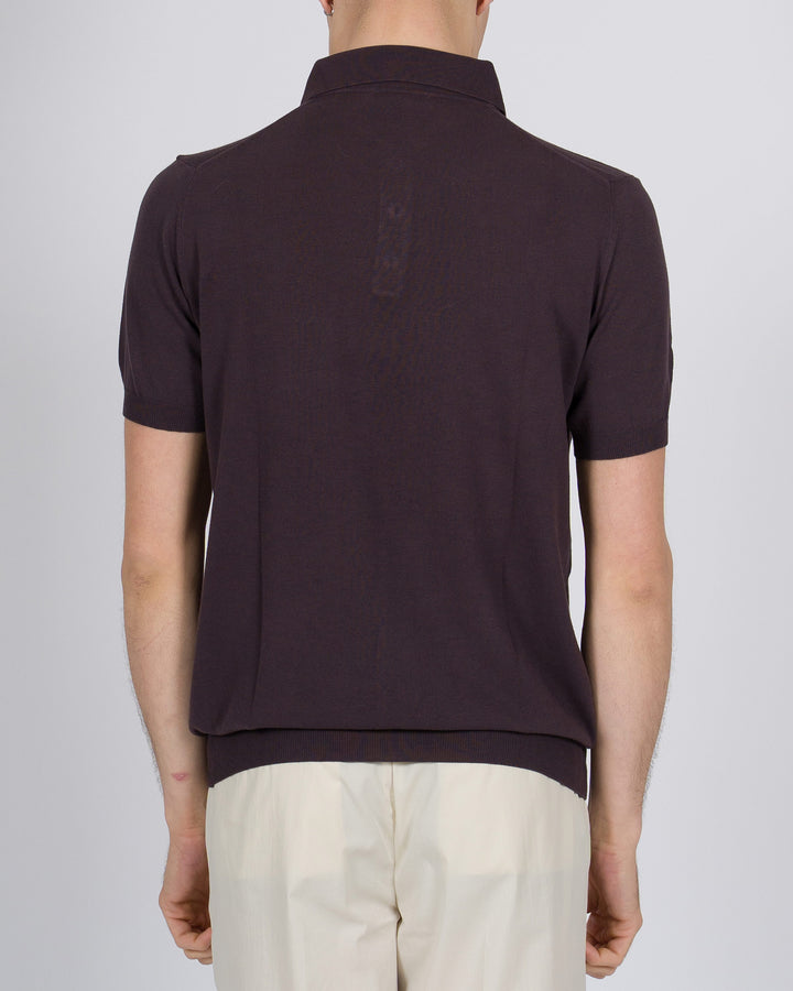 Polo tre bottoni crepe dio cotone moro 