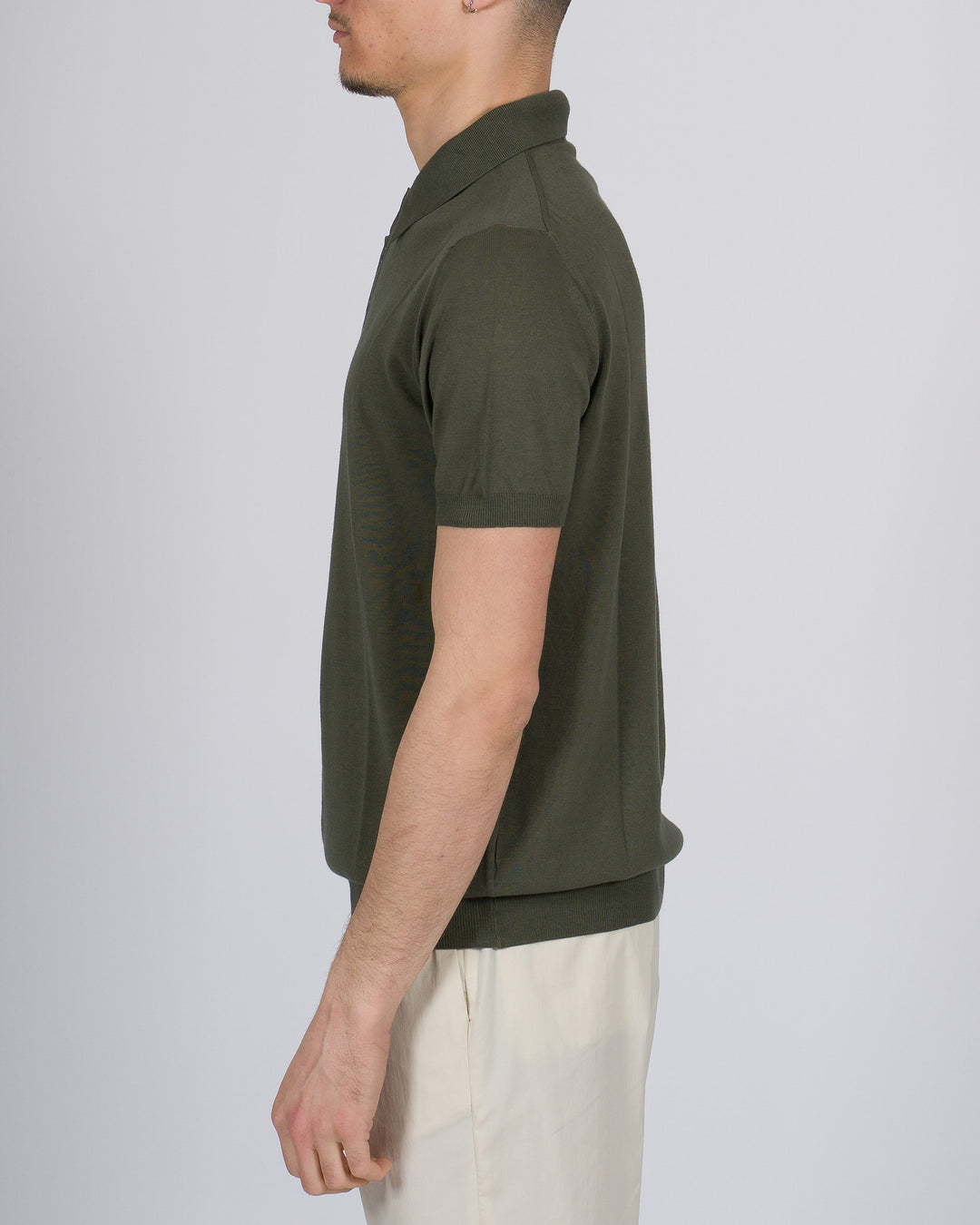 Polo tre bottoni crepe dio cotone verde 