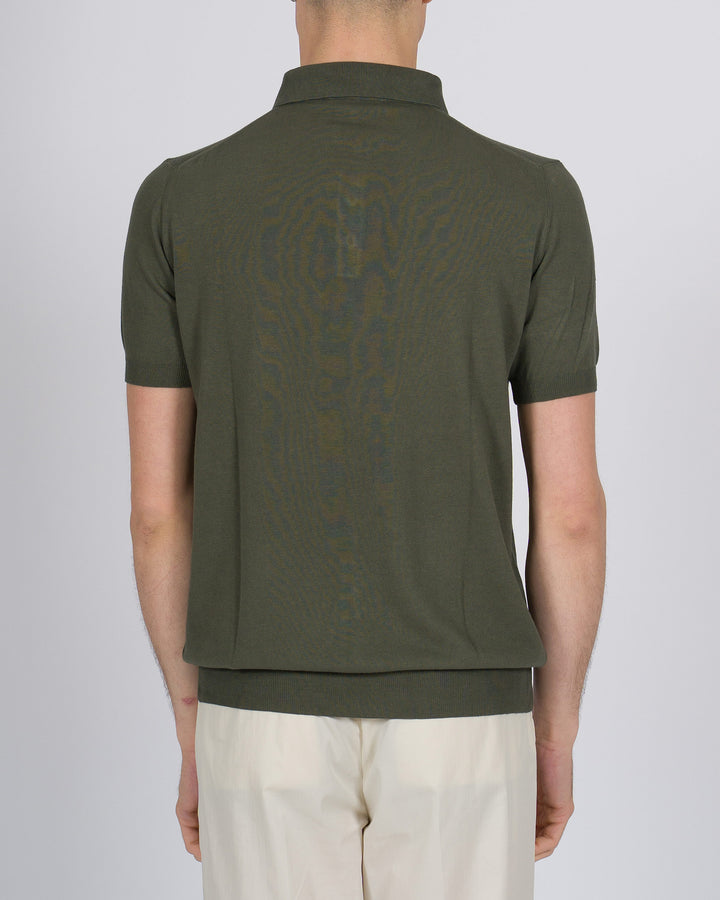 Polo tre bottoni crepe dio cotone verde 
