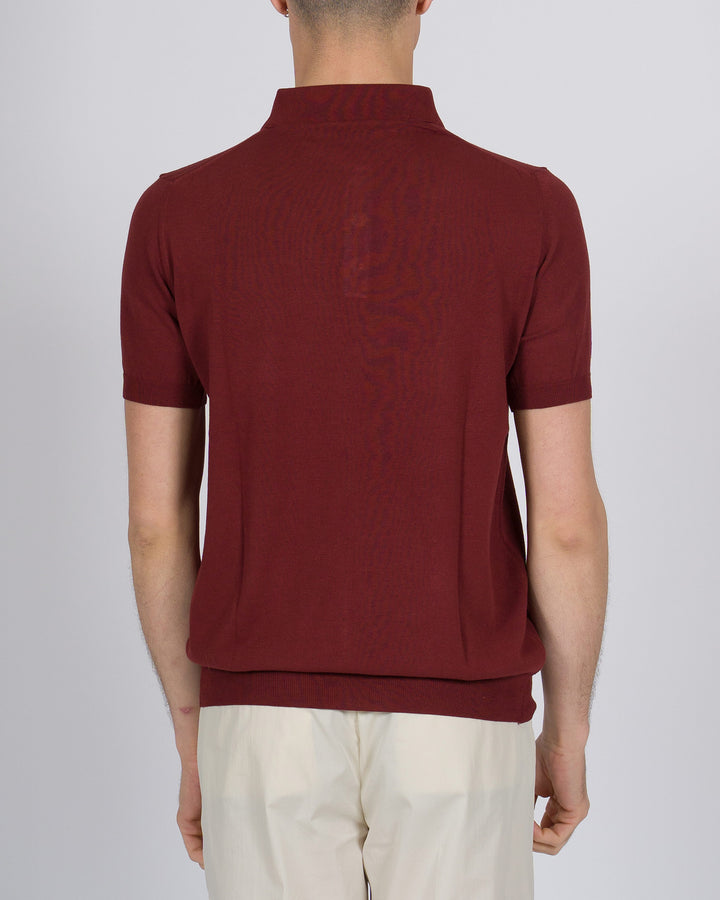 Polo tre bottoni crepe dio cotone vino 