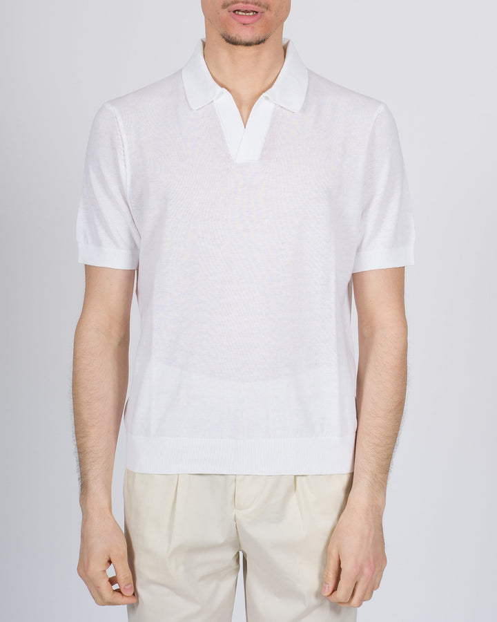 Polo skipper crepe di cotone bianco 