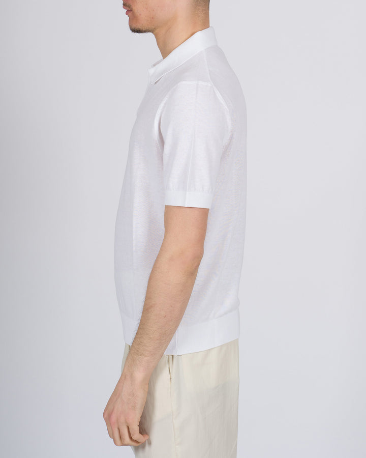 Polo skipper crepe di cotone bianco 