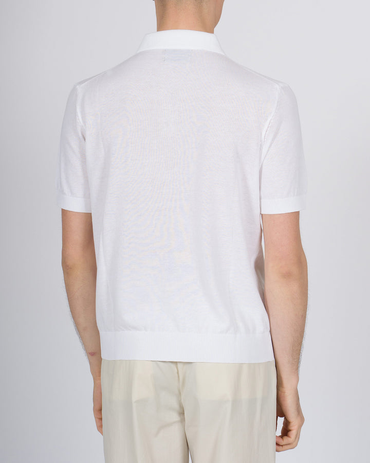 Polo skipper crepe di cotone bianco 