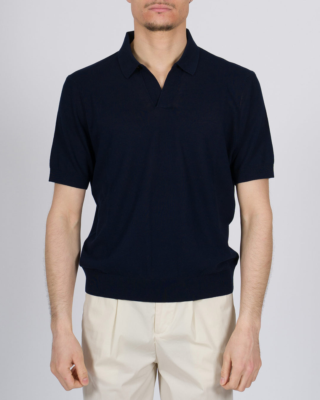 Polo skipper crepe di cotone blu 