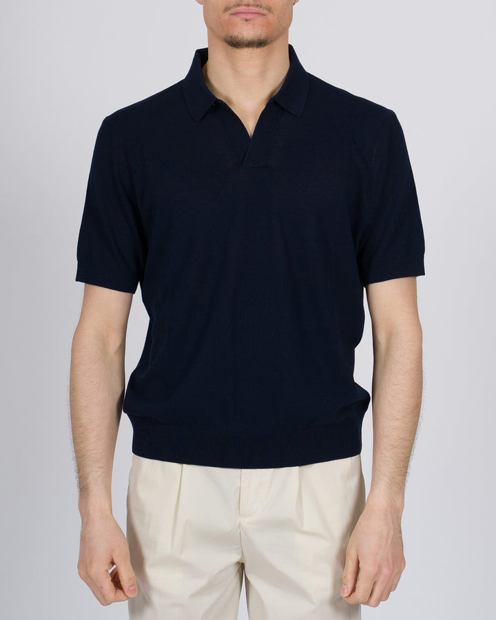Polo skipper crepe di cotone blu 