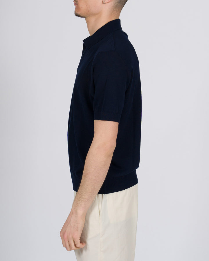 Polo skipper crepe di cotone blu 