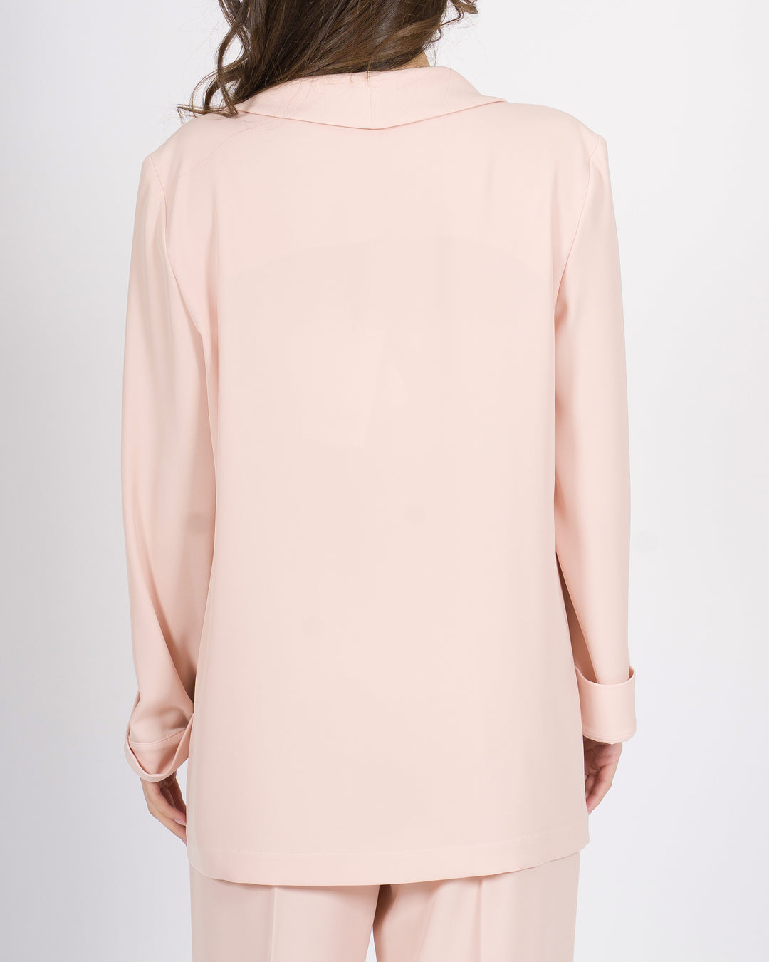 Giacca Silence rosa monobottone con collo sciallato 
