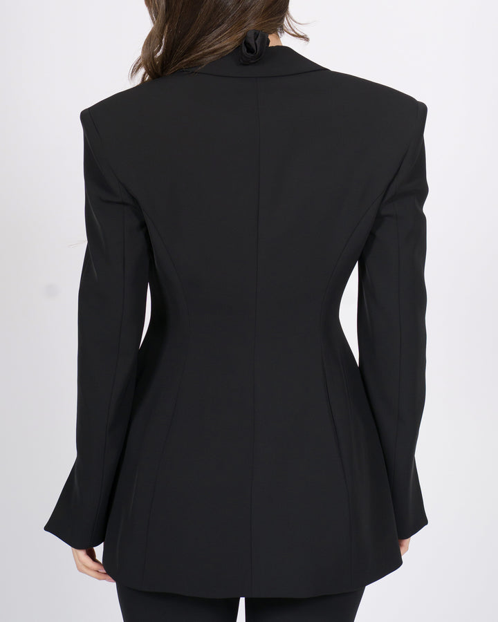 Giacca Silence nera slim fit con rever a lancia. 