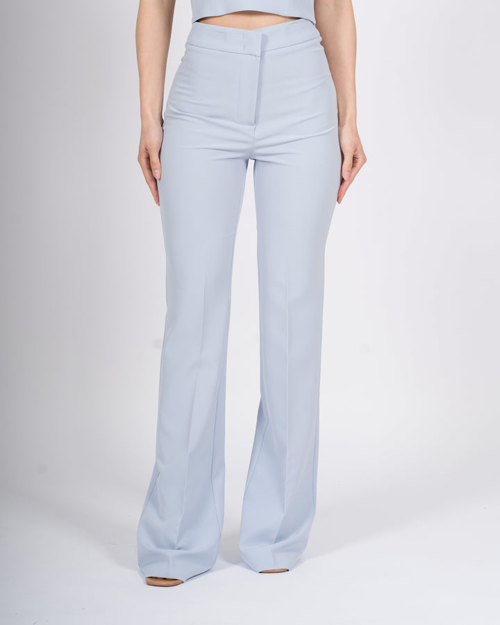 pantalone ventre piatto a zampa silence azzurro 