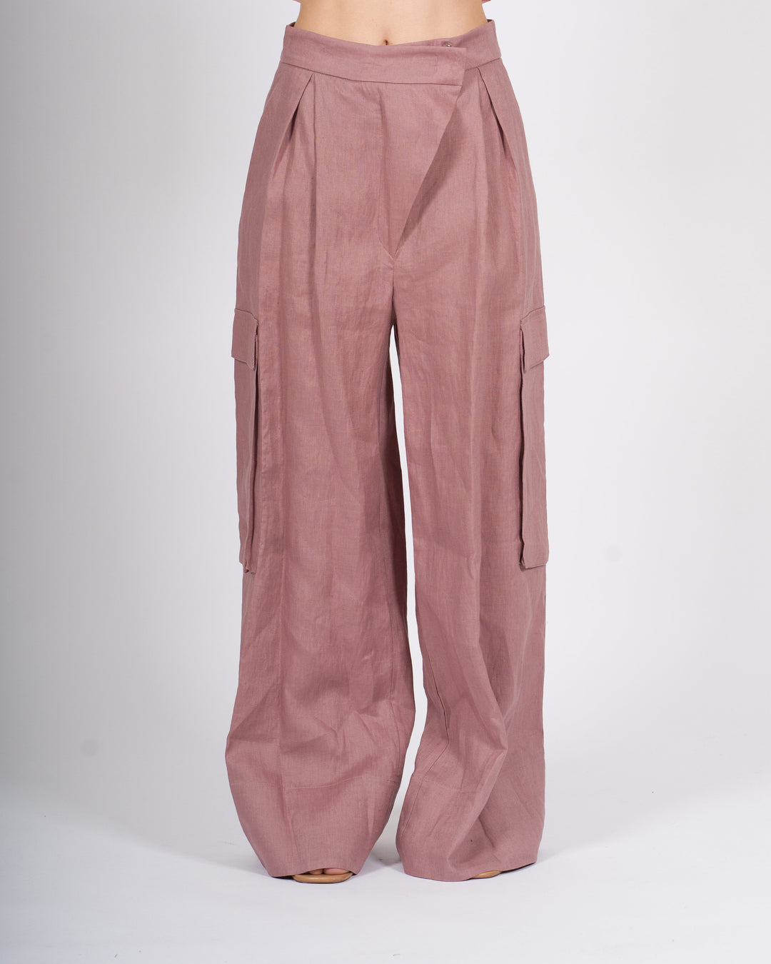Pantalone cargo Silence in Lino Rosa 
