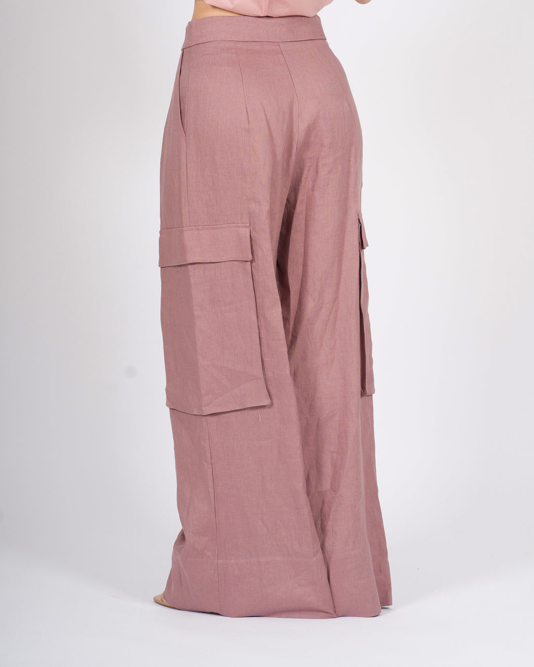 Pantalone cargo Silence in Lino Rosa 