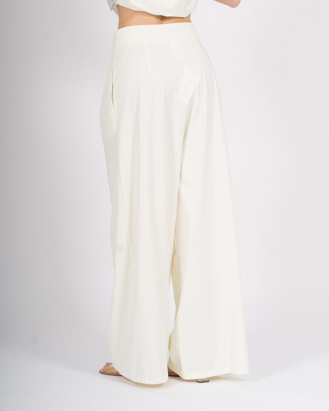 Pantalone Palazzo Silence in Tessuto Tecnico Bianco 