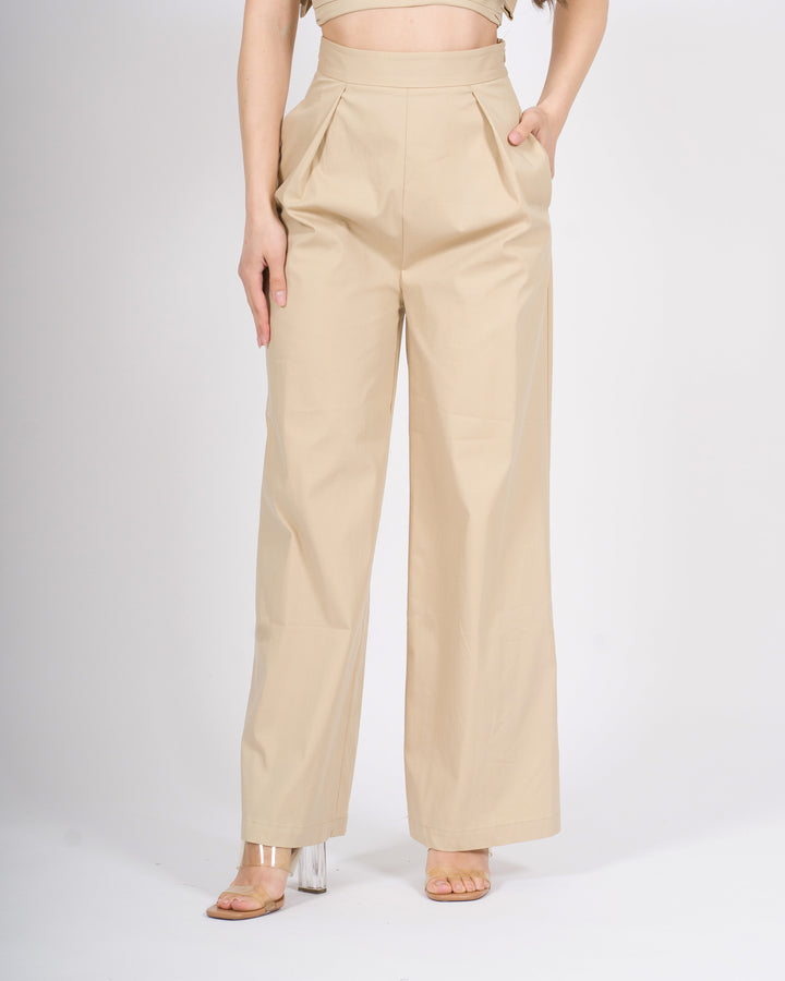 Pantaloni Silence Palazzo in Cotone Beige 