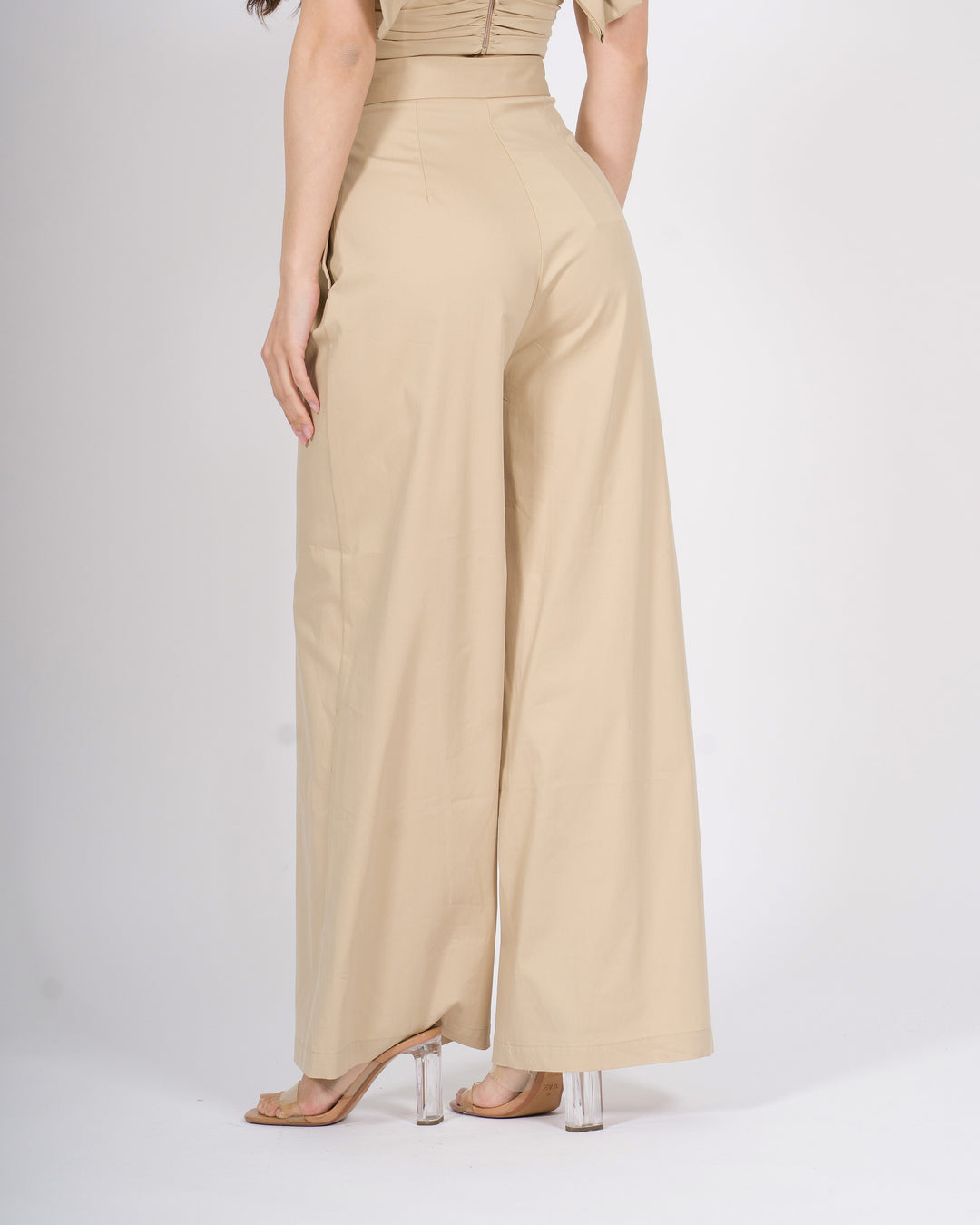 Pantaloni Silence Palazzo in Cotone Beige 