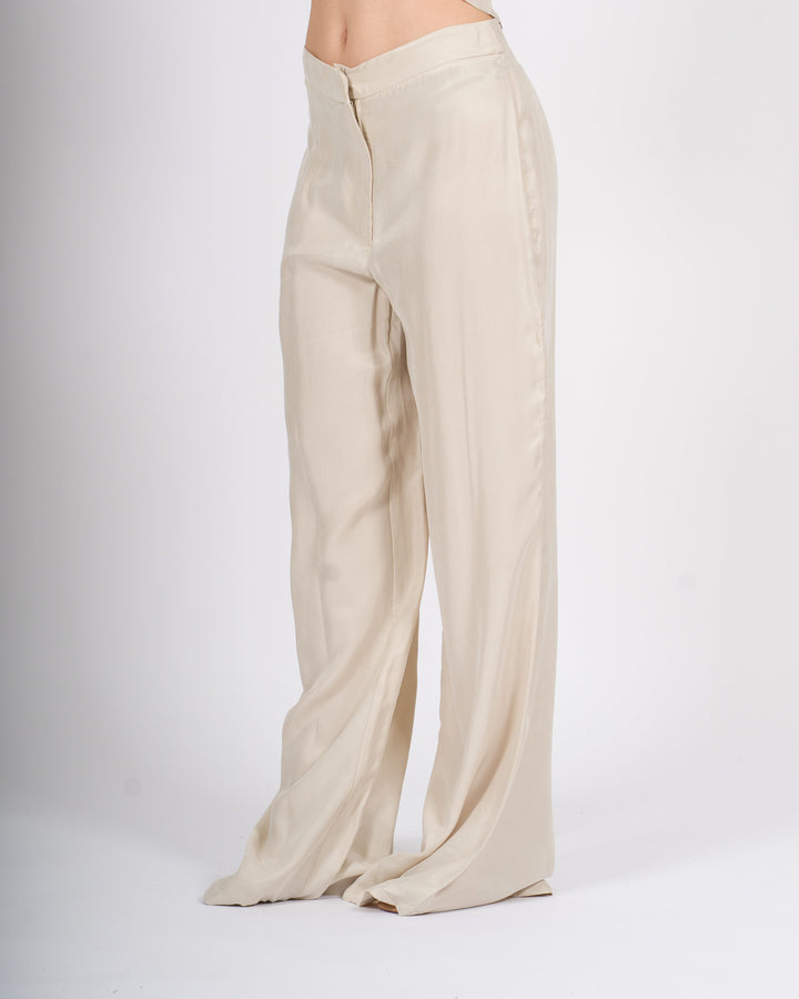 Pantalone Palazzo Silence Color beige in Cupro 