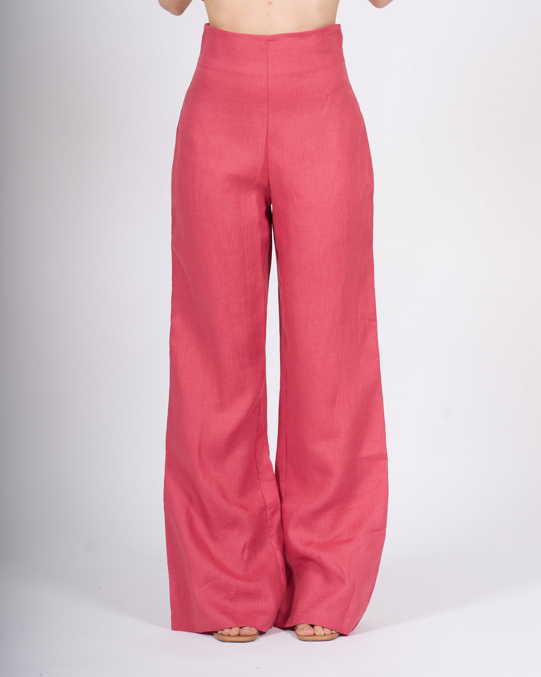 Pantalone Palazzo Silence corallo  in 100% Lino 
