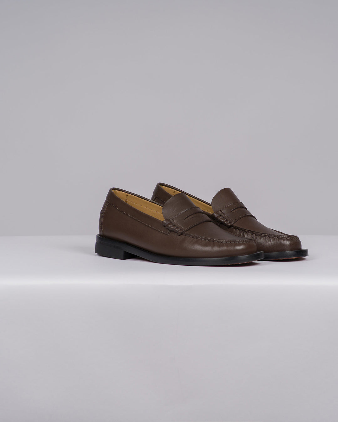Mocassino Donna in Pelle Testa di Moro con Suola in Cuoio 