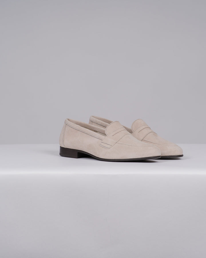 Mocassini Donna in Suede Beige con Punta 
