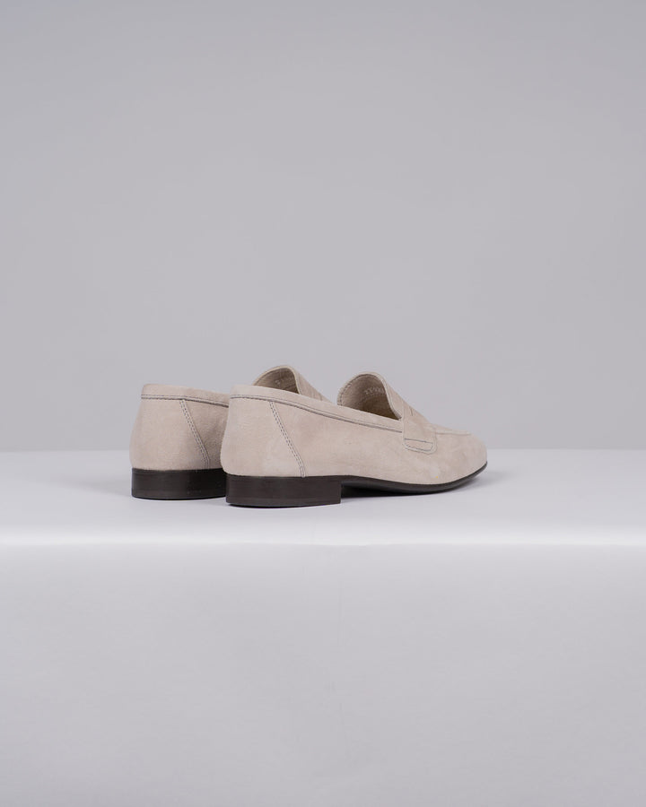 Mocassini Donna in Suede Beige con Punta 
