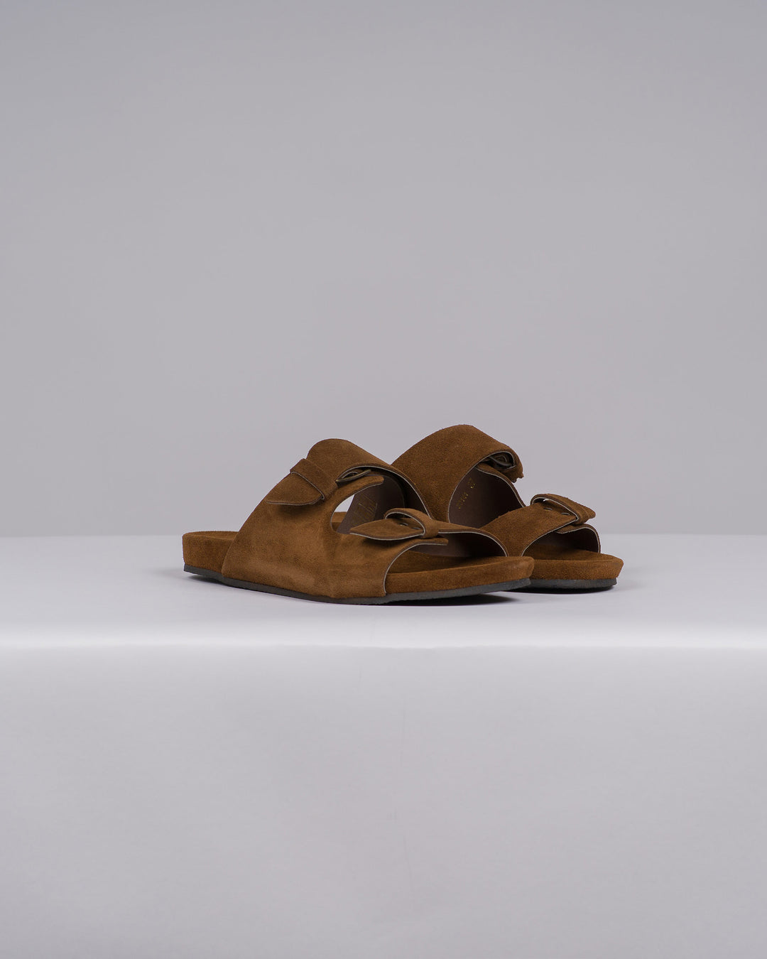 Ciabatta Donna in Suede Moro con Doppia Fibbia 