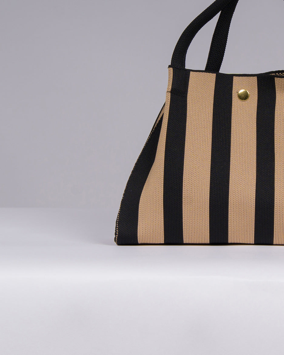 Borsa Rigata Beige e Nero da Donna 