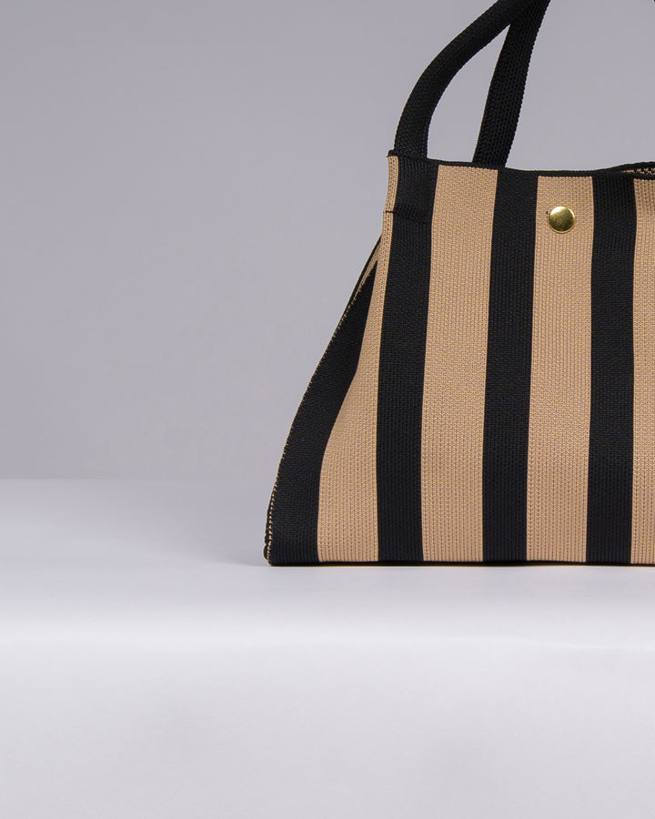 Borsa Rigata Beige e Nero da Donna 