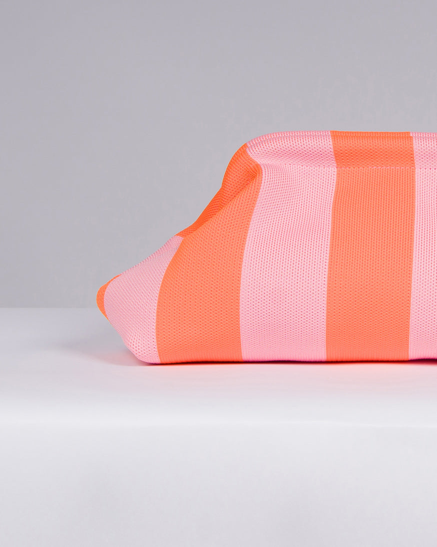 Borsa in Stoffa Rigata Rosa e Arancio. 