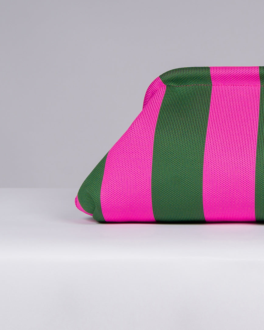 Borsa in Stoffa Rigata verde e fuxia. 