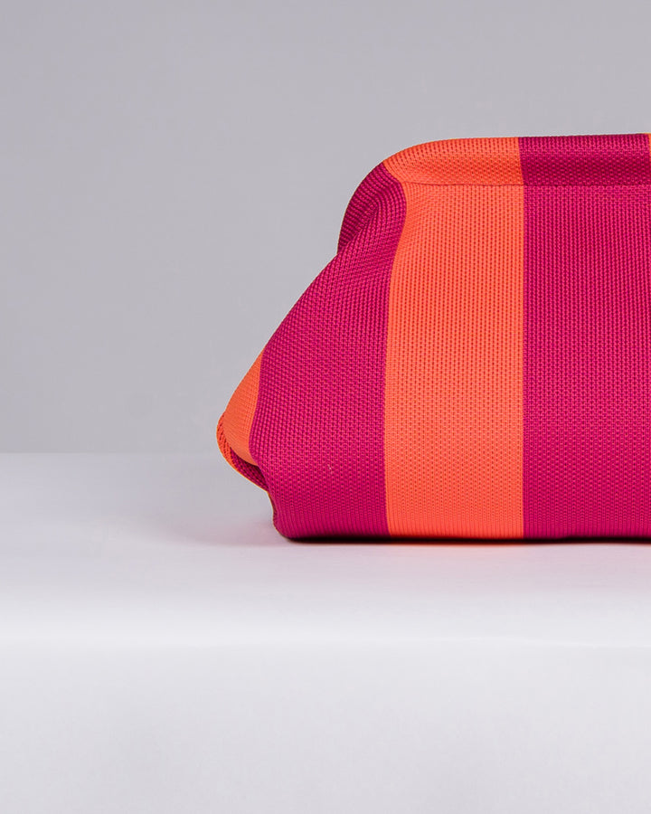 Borsa in Stoffa Rigata arancio e bordeaux. 