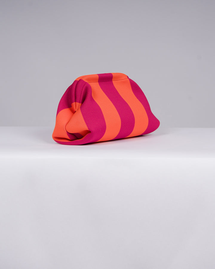 Borsa in Stoffa Rigata arancio e bordeaux. 