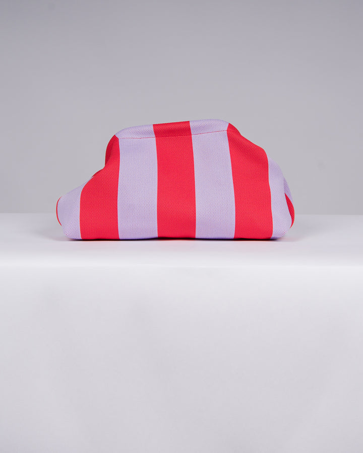 Borsa in Stoffa Rigata viola e rosso. 