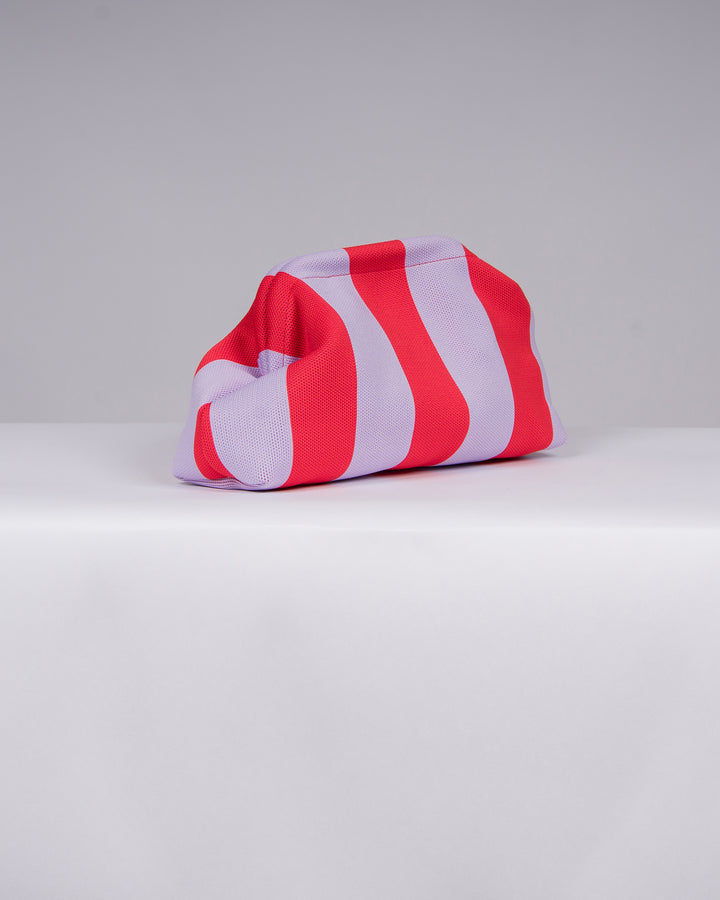 Borsa in Stoffa Rigata viola e rosso. 