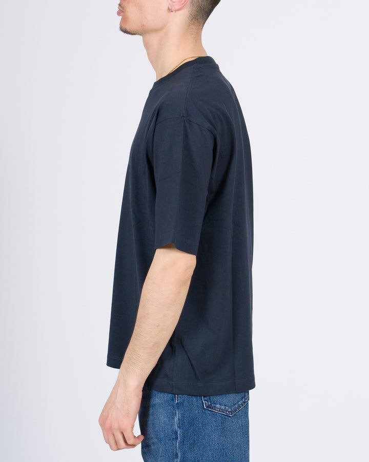 T-shirt Firenze in cotone blu cropped 